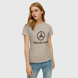 Футболка хлопковая женская Logo Mercedes-Benz, цвет: миндальный — фото 2