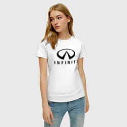 Футболка хлопковая женская Infiniti logo, цвет: белый — фото 2