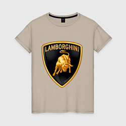 Футболка хлопковая женская Lamborghini logo, цвет: миндальный