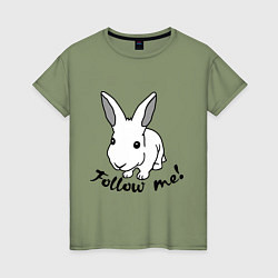 Футболка хлопковая женская Rabbit: follow me, цвет: авокадо