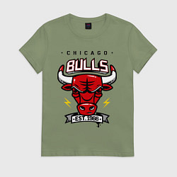 Футболка хлопковая женская Chicago Bulls est. 1966, цвет: авокадо