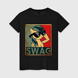 Футболка хлопковая женская SWAG Pony, цвет: черный