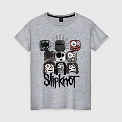 Футболка хлопковая женская Slipknot Masks, цвет: меланж