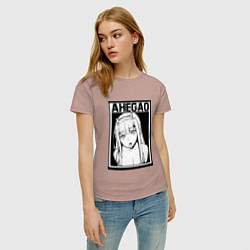 Футболка хлопковая женская AHEGAO, цвет: пыльно-розовый — фото 2