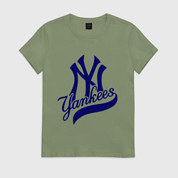 Футболка хлопковая женская NY - Yankees, цвет: авокадо
