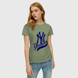 Футболка хлопковая женская NY - Yankees, цвет: авокадо — фото 2
