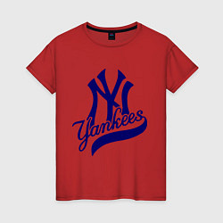Футболка хлопковая женская NY - Yankees, цвет: красный