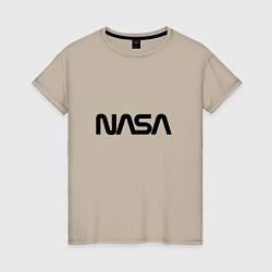 Футболка хлопковая женская NASA, цвет: миндальный