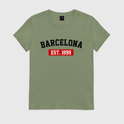 Футболка хлопковая женская FC Barcelona Est. 1899, цвет: авокадо
