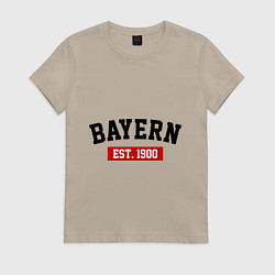Футболка хлопковая женская FC Bayern Est. 1900, цвет: миндальный