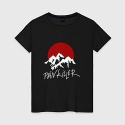 Футболка хлопковая женская Painkiller Mountain, цвет: черный