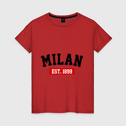 Футболка хлопковая женская FC Milan Est. 1899, цвет: красный