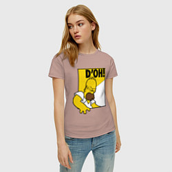 Футболка хлопковая женская Homer D'OH!, цвет: пыльно-розовый — фото 2