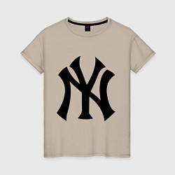 Футболка хлопковая женская New York Yankees, цвет: миндальный