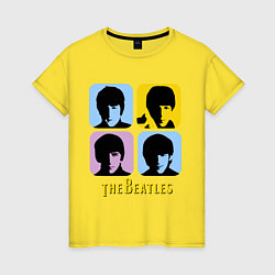 Футболка хлопковая женская The Beatles: pop-art, цвет: желтый