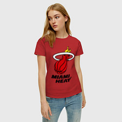 Футболка хлопковая женская Miami Heat-logo, цвет: красный — фото 2