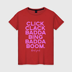 Футболка хлопковая женская Click Clack Black Pink, цвет: красный