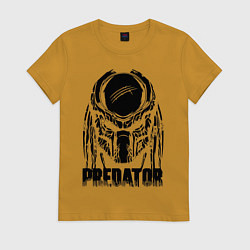 Футболка хлопковая женская Predator Mask, цвет: горчичный