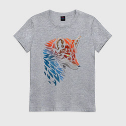 Футболка хлопковая женская Пестрая лисица, цвет: меланж
