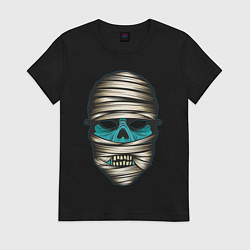 Футболка хлопковая женская Голова мумии, цвет: черный