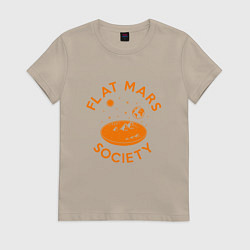 Футболка хлопковая женская Flat Mars Society, цвет: миндальный