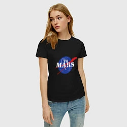 Футболка хлопковая женская На Марс, цвет: черный — фото 2
