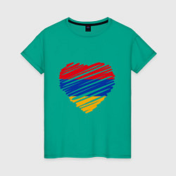 Футболка хлопковая женская Сердце Армении, цвет: зеленый