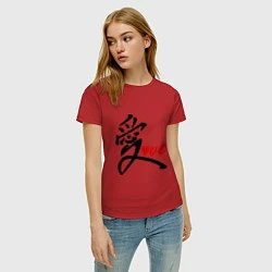 Футболка хлопковая женская Китайский символ любви (love), цвет: красный — фото 2
