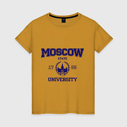 Футболка хлопковая женская MGU Moscow University, цвет: горчичный