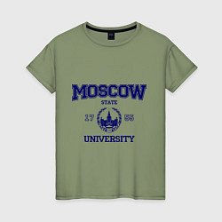 Футболка хлопковая женская MGU Moscow University, цвет: авокадо