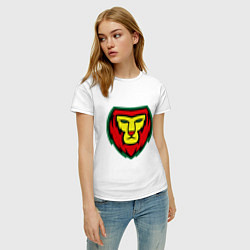 Футболка хлопковая женская Lion red yellow green, цвет: белый — фото 2