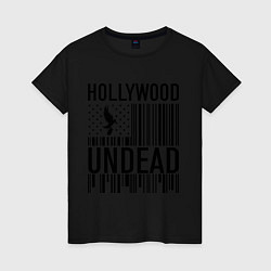 Футболка хлопковая женская Hollywood Undead: flag, цвет: черный