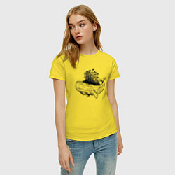 Футболка хлопковая женская Whale forest, цвет: желтый — фото 2