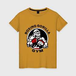 Футболка хлопковая женская Boxing gorilla gym, цвет: горчичный