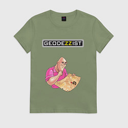 Футболка хлопковая женская GEODEZZIST, цвет: авокадо