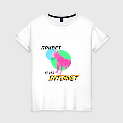 Женская футболка Привет я из internet