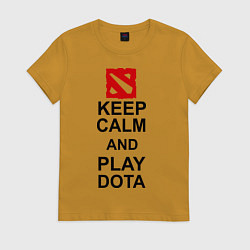 Футболка хлопковая женская Keep Calm & Play Dota, цвет: горчичный