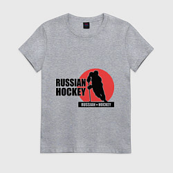 Футболка хлопковая женская Russian hockey, цвет: меланж