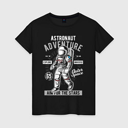 Футболка хлопковая женская Astronaut Adventure, цвет: черный