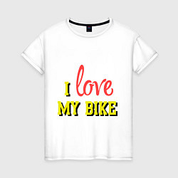 Футболка хлопковая женская I love my bike, цвет: белый