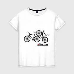 Футболка хлопковая женская Bike Love, цвет: белый