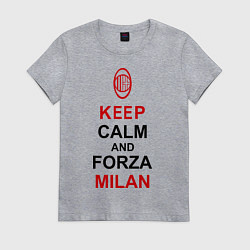 Футболка хлопковая женская Keep Calm & Forza Milan, цвет: меланж