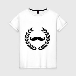 Футболка хлопковая женская Win Moustaches, цвет: белый