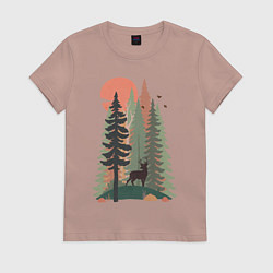 Футболка хлопковая женская Forest Adventure, цвет: пыльно-розовый