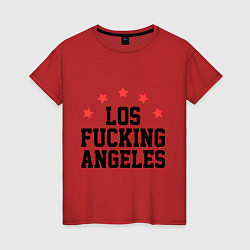 Футболка хлопковая женская Los Fucking Angeles, цвет: красный