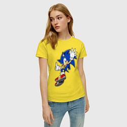 Футболка хлопковая женская Sonic, цвет: желтый — фото 2