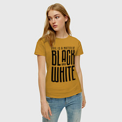 Футболка хлопковая женская Juventus: Black & White, цвет: горчичный — фото 2