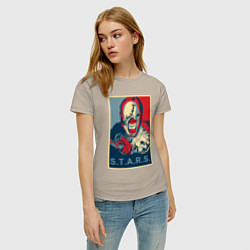 Футболка хлопковая женская STARS, цвет: миндальный — фото 2
