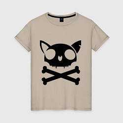 Женская футболка Кошачий пиратскй флаг