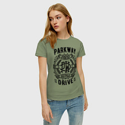 Футболка хлопковая женская Parkway Drive: Australia, цвет: авокадо — фото 2